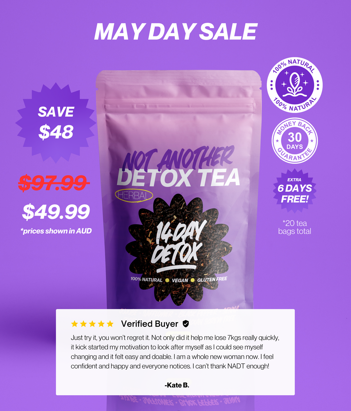 14 Day Herbal Detox Tea + FREE SHIPPING OVER $85